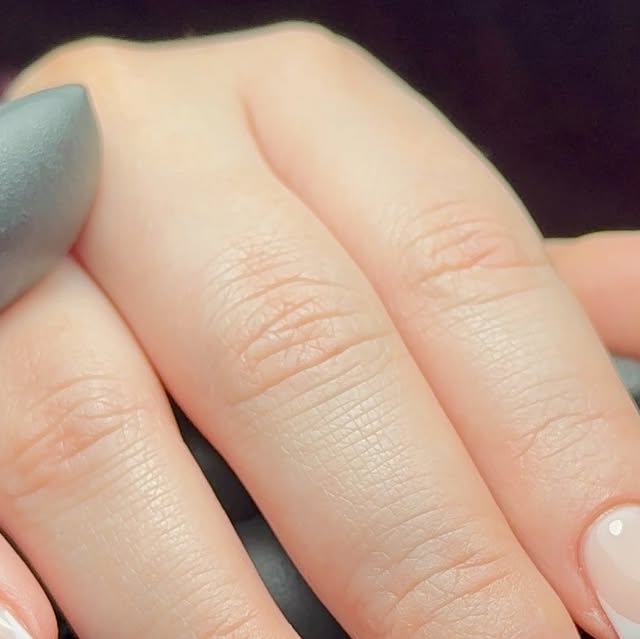 Matte grey almond gel nails